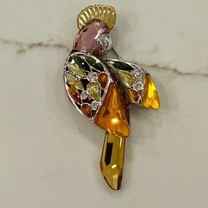Daniel Swarovski Retired Sterling Silver Crystal Parrot Brooch